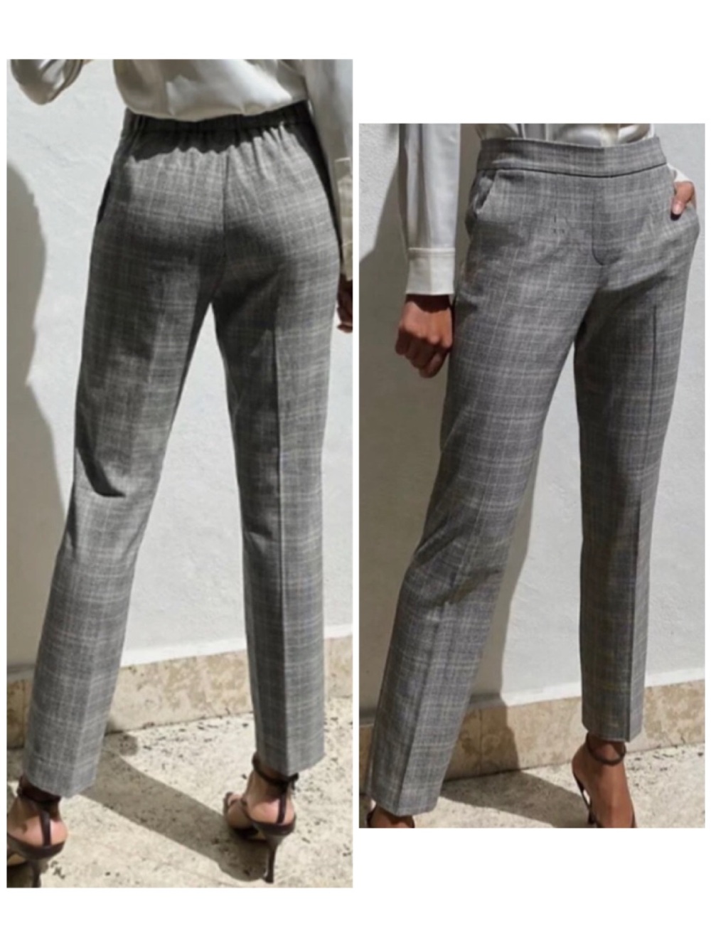 Babaton Conan Glencheck Grey Plaid Houndstooth Straight Leg Dress Pants Sz 6